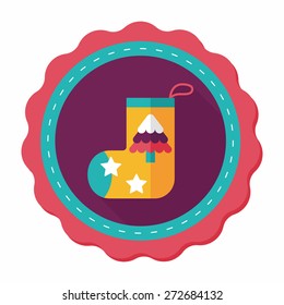 Christmas stocking flat icon with long shadow,eps10
