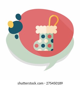 Christmas stocking flat icon with long shadow,EPS 10