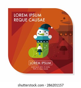 Christmas stocking flat icon with long shadow,eps10