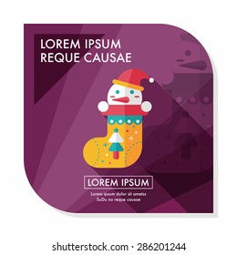 Christmas stocking flat icon with long shadow,eps10