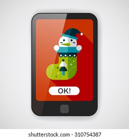 Christmas stocking flat icon with long shadow,eps10