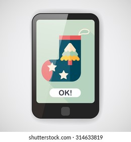 Christmas stocking flat icon with long shadow,eps10
