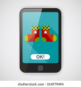 Christmas stocking flat icon with long shadow, eps10