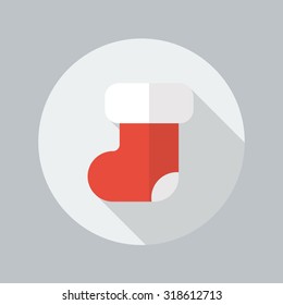 Christmas Stocking Flat Icon With Long Shadow