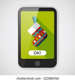 Christmas stocking flat icon with long shadow,eps10