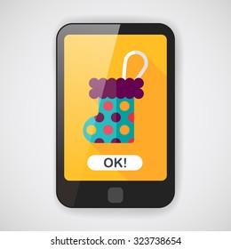 Christmas stocking flat icon with long shadow,EPS 10