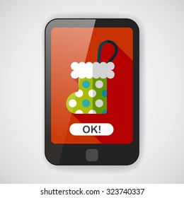Christmas stocking flat icon with long shadow,EPS 10