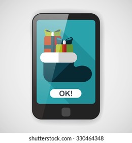 Christmas stocking flat icon with long shadow,eps10
