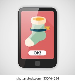 Christmas stocking flat icon with long shadow,eps10