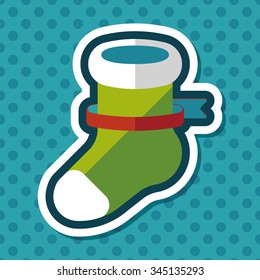 Christmas stocking flat icon with long shadow,eps10