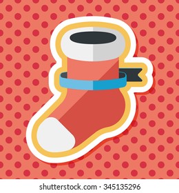 Christmas stocking flat icon with long shadow,eps10