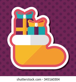 Christmas stocking flat icon with long shadow,eps10