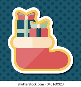 Christmas stocking flat icon with long shadow,eps10