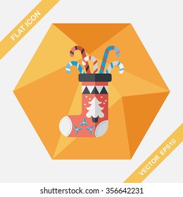 Christmas stocking flat icon with long shadow,eps10
