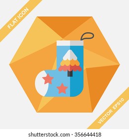 Christmas stocking flat icon with long shadow,eps10