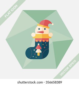 Christmas stocking flat icon with long shadow,eps10