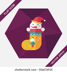 Christmas stocking flat icon with long shadow,eps10