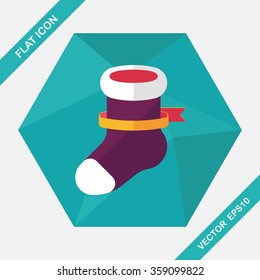 Christmas stocking flat icon with long shadow,eps10