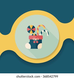 Christmas stocking flat icon with long shadow,eps10