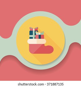 Christmas stocking flat icon with long shadow,eps10