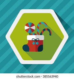 Christmas stocking flat icon with long shadow,eps10