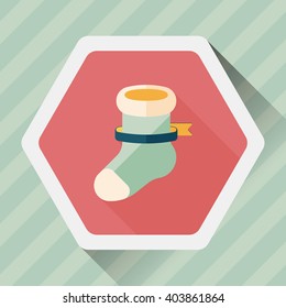Christmas stocking flat icon with long shadow,eps10