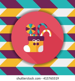 Christmas stocking flat icon with long shadow,eps10
