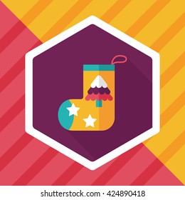 Christmas stocking flat icon with long shadow,eps10