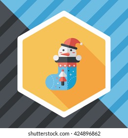 Christmas stocking flat icon with long shadow,eps10