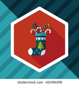 Christmas stocking flat icon with long shadow,eps10