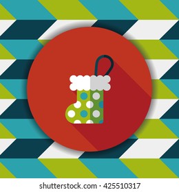 Christmas stocking flat icon with long shadow,EPS 10
