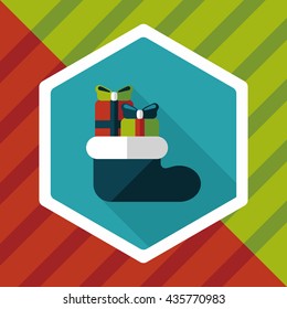 Christmas stocking flat icon with long shadow,eps10