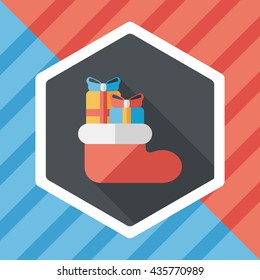 Christmas stocking flat icon with long shadow,eps10
