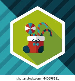 Christmas stocking flat icon with long shadow,eps10