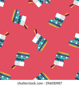 Christmas stocking flat icon,eps10 seamless pattern background