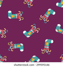 Christmas stocking flat icon,eps10 seamless pattern background