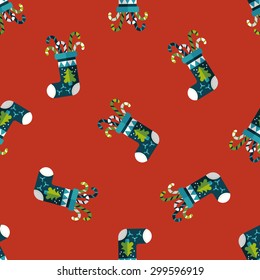 Christmas stocking flat icon,eps10 seamless pattern background