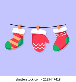 christmas stocking flat illustration vector icon