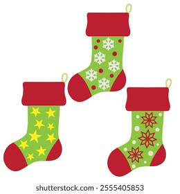  Christmas stocking flat style vector cartoon  illustration