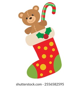  Christmas stocking flat style vector cartoon  illustration