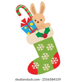  Christmas stocking flat style vector cartoon  illustration