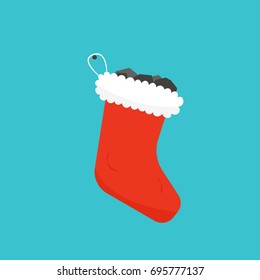 Christmas stocking full of coal. Vector illustration