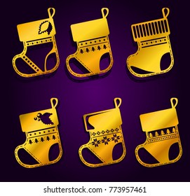 Christmas stocking for gifts. Openwork laser cut silhouette