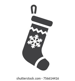 Christmas Stocking glyph icon, New year and Christmas, xmas gift sign vector graphics, a solid pattern on a white background, eps 10.