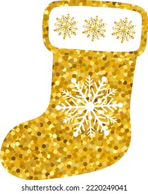 Christmas stocking gold glitter vector illustration