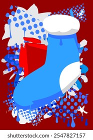 Christmas stocking graffiti. Abstract modern street art decoration performed in urban painting style.