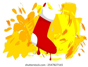 Christmas stocking graffiti. Abstract modern street art decoration performed in urban painting style.