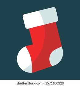 Christmas stocking hanging present icon. simple flat design vector illustration