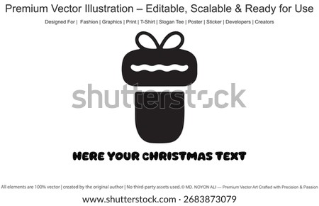 Christmas stocking icon with bow and customizable text