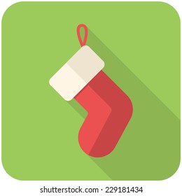 Christmas stocking icon (flat design with long shadows)
